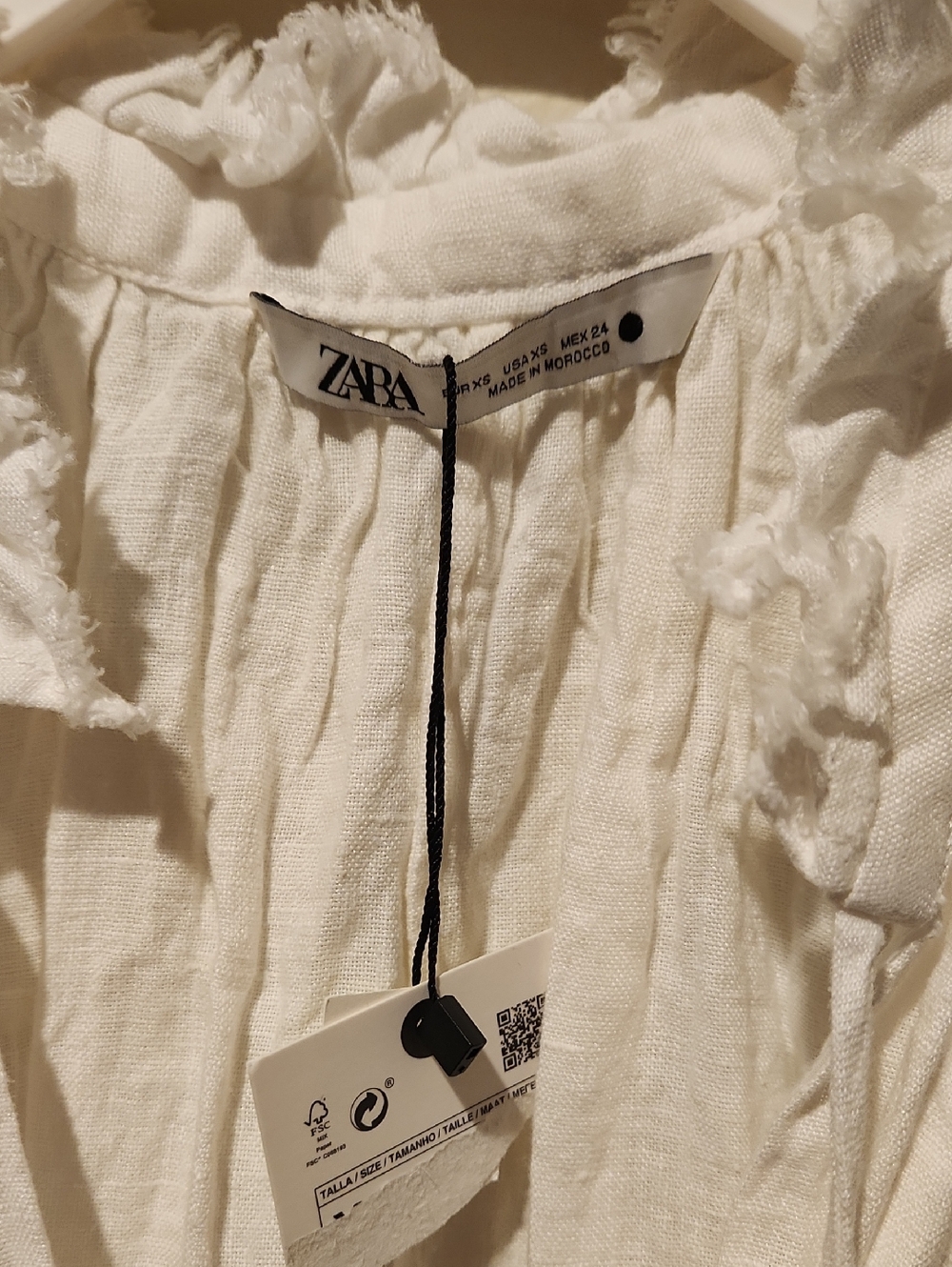 ❤️ NWT! ZARA LINEN SLEEVELESS BEADED TIE FRONT TOP, HALTER NECKLINE, IVORY, XS - Picture 5 of 10